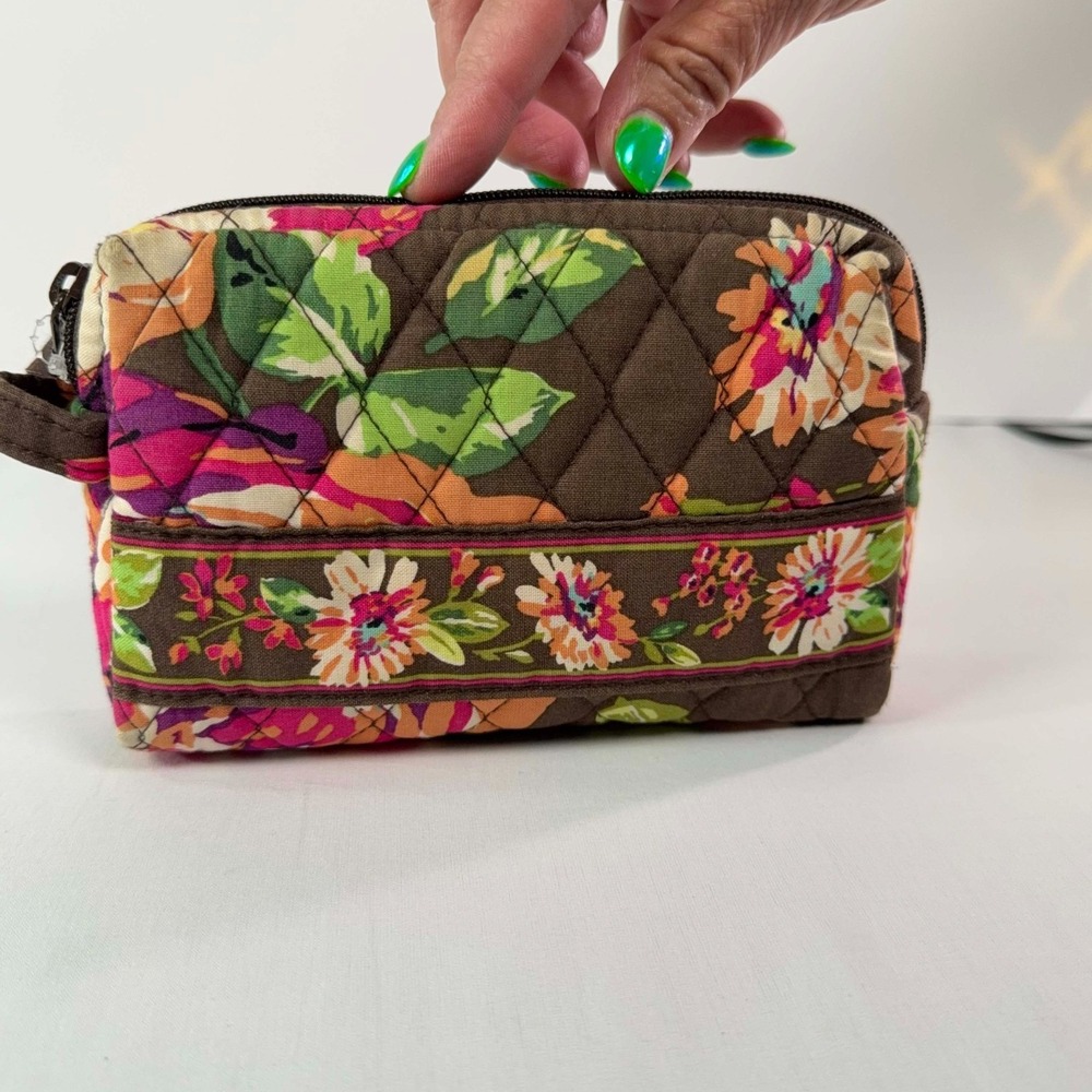 Vera Bradley English Rose Quilted Cosmetic Makeup Bag Retired Floral Travel